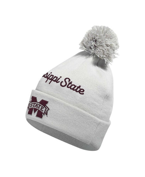 Шапка вязаная с помпоном Adidas Mississippi State Bulldogs серого цвета для мужчин