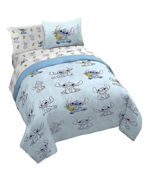 Disney Lilo & Stitch Watercolor Vibes 100% Organic Cotton Queen Bed Set