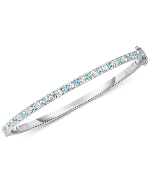 Blue Topaz (1-3/8 ct. t.w.) & White Topaz (1-3/8 ct. t.w.) Bangle Bracelet in Sterling Silver