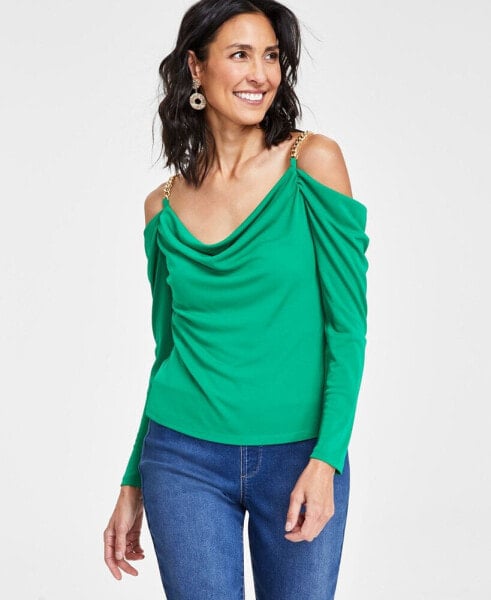 Petite Chain-Strap Off-The-Shoulder Top, Created for Macy's