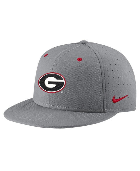 Men's Gray Georgia Bulldogs USA Side Patch True AeroBill Performance Fitted Hat