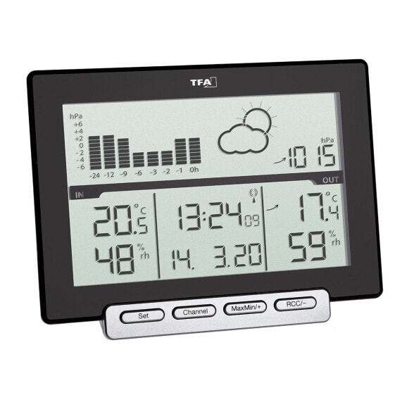 TFA Meteo Sens - Black - Indoor hygrometer - Indoor thermometer - Outdoor hygrometer - Outdoor thermometer - Barometer - Plastic - 1 - 99% - 1 - 99%