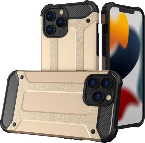 Hurtel Hybrid Armor pancerne hybrydowe etui pokrowiec iPhone 13 Pro złoty