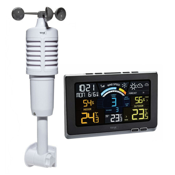 TFA Spring Breeze - Black - Anemometer (wind speed) - Indoor hygrometer - Indoor thermometer - Outdoor thermometer - Thermometer - Plastic - 0 - 33.3 m/s - 1 - 99%