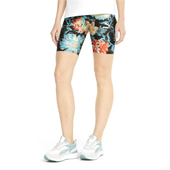 Puma Hidden Flower High Waist 7 Inch Bike Shorts Womens Size S Casual Athletic