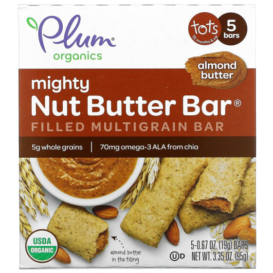 Mighty Nut Butter Bar®, 15+ Months, Almond Butter, 5 Bars, 0.67 oz (19 g) Each