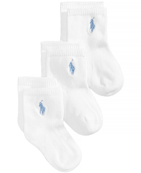 Ralph Lauren Baby Boys Embroidered Logo Crew Socks, Pack of 3