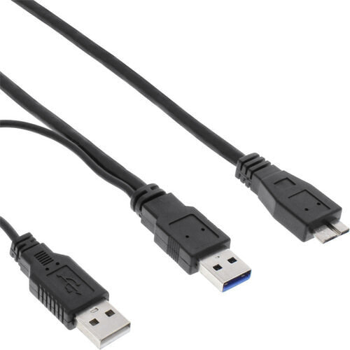 InLine USB 3.2 Gen.1 Y-Cable 2x Type A male / Micro B male - black - 1.5m