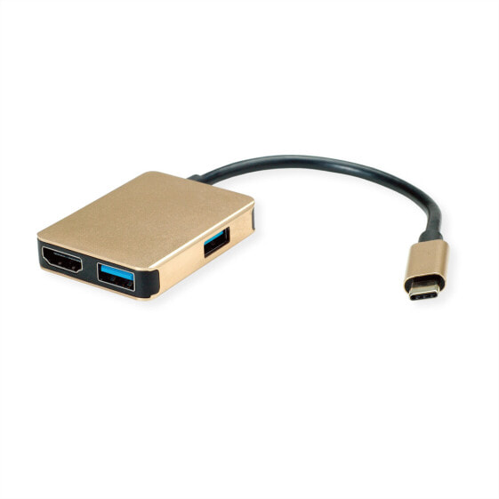 Адаптер ROLINE 12.02.1120 - Wired - USB 3.2 Gen 1 (3.1 Gen 1) Type-C - Gold - 3840 x 2160 pixels