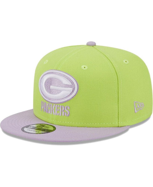 Men's Neon Green, Lavender Green Bay Packers Two-Tone Color Pack 9FIFTY Snapback Hat