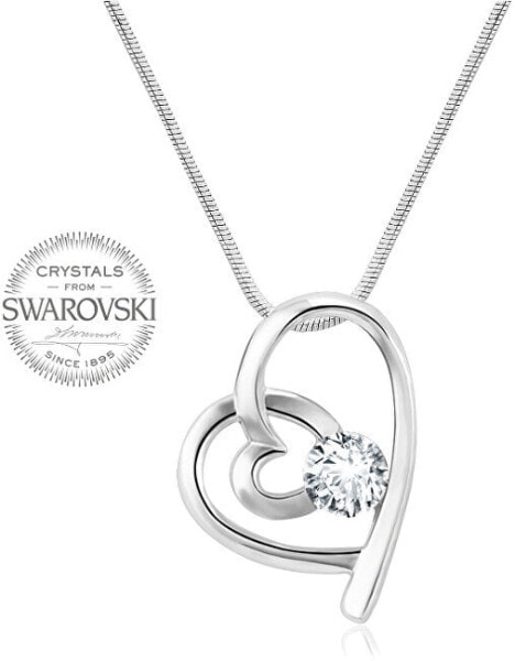 Романтическое Ожерелье Сердце с прозрачным кристаллом