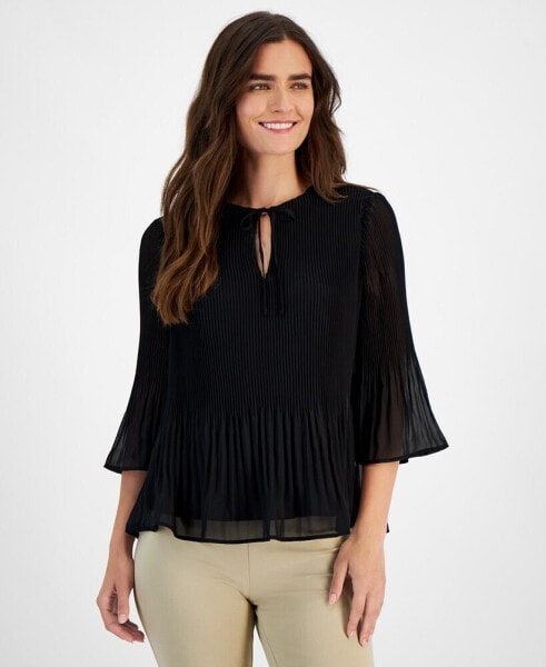 Women's Pleated Chiffon Flutter-Sleeve Top, XS-4X, Created for Macy's