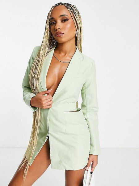 Missyempire blazer dress with cut out detail in apple