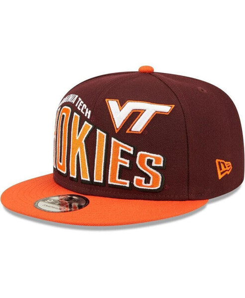 Men's Maroon Virginia Tech Hokies Two-Tone Vintage-Like Wave 9FIFTY Snapback Hat