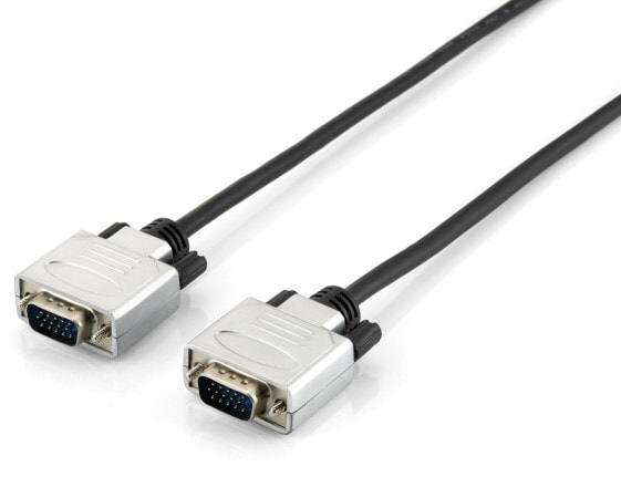 Equip HD15 VGA Cable - 10m - 10 m - VGA (D-Sub) - VGA (D-Sub) - Male - Male - Black - Silver