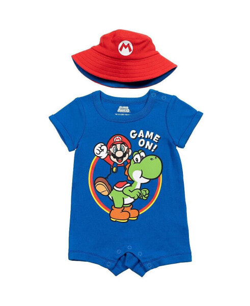 SUPER MARIO Yoshi Baby Boys Romper and Bucket Sun Hat