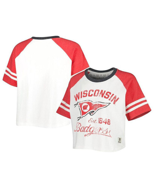 Лонгслив женский Pressbox Wisconsin Badgers измельченного меланжа Beaumont Cropped