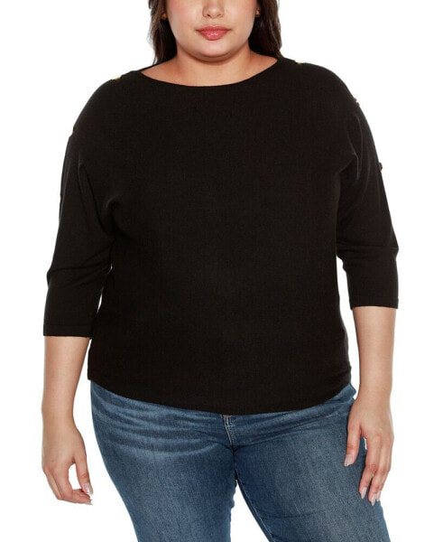 Plus Size Rivet-Trim Dolman-Sleeve Sweater