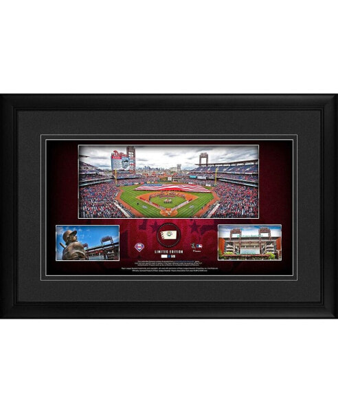 Philadelphia Phillies Framed 10" x 18" Stadium Panoramic Collage with a Piece of Game-Used Baseball - Limited Edition of 500