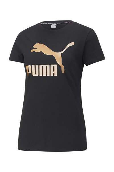 Футболка женская PUMA Classics Metallic Logo черная