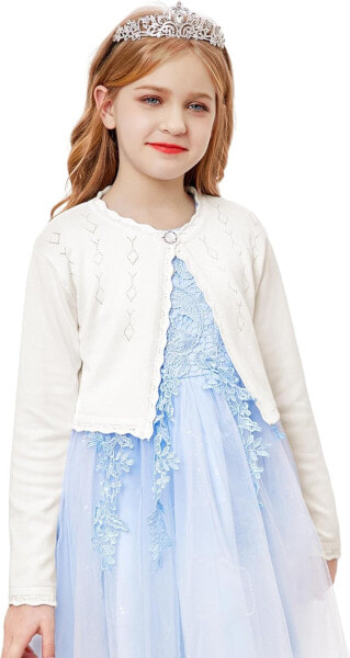 trudge Girls' Cardigan Long Sleeve Basic Bolero Children's Jacket Festive Shoulder Jacket Top Bolero Jacket Party Dress Communion Dress Christening Dress