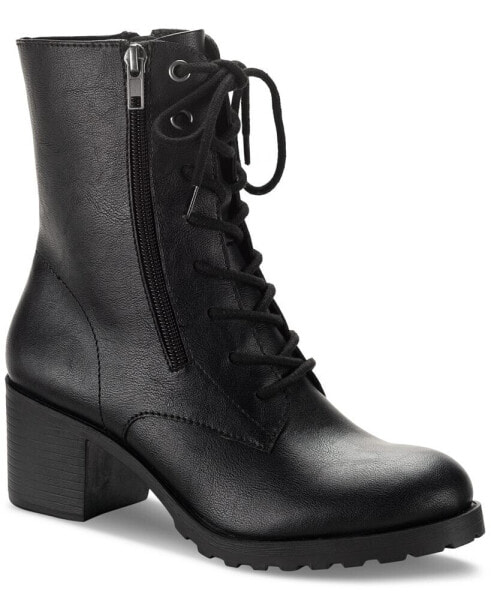 Women's Sheilaa Lace-Up Zip Lug Combat Booties, Created for Macy's