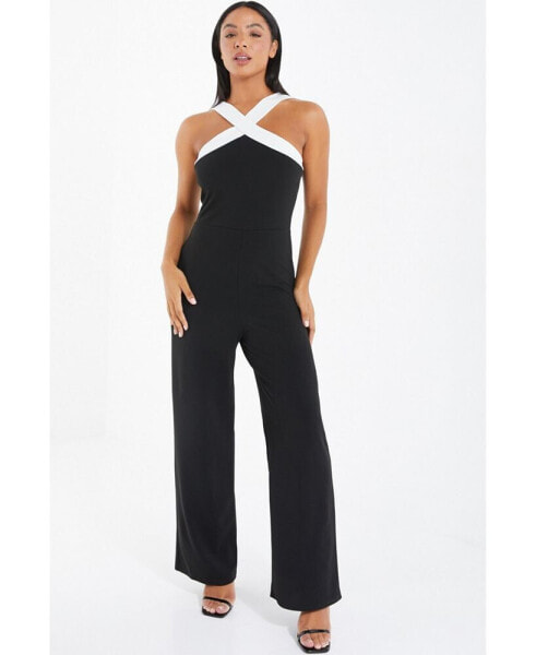 Women's Scuba Crepe High Neck Palazzo Jumpsuit