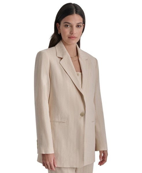 Women's Notch-Lapel Button-Front Long-Sleeve Blazer