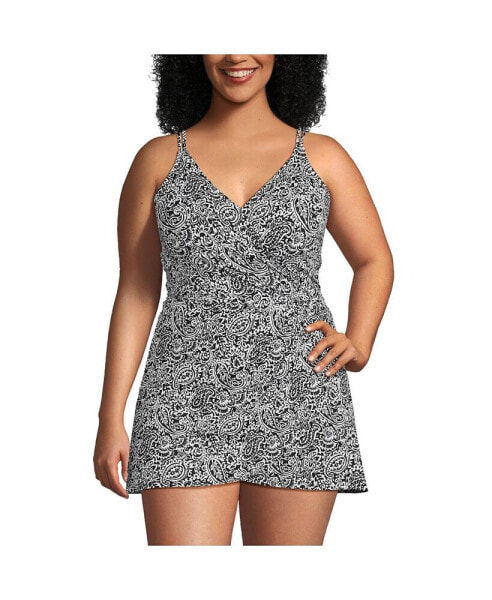 Plus Size Tulip Wrap Mini Swim Dress One Piece Swimsuit