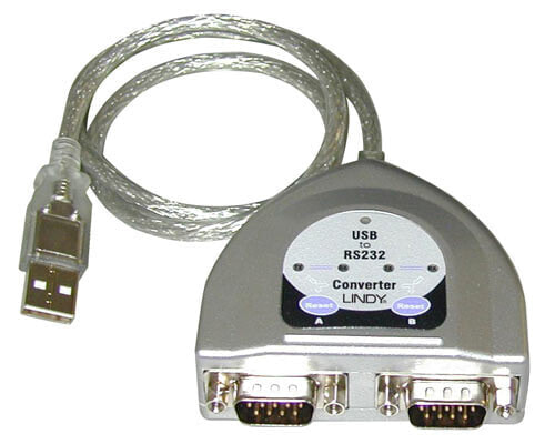 Lindy USB RS232 Konverter 2 Port - Silver - 0.6 m - USB Type-A - DB-9 - Male - Male