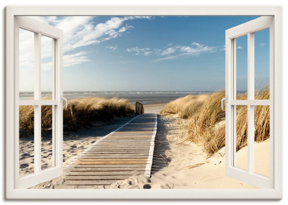 Leinwandbild Fenster Strand Langeoog