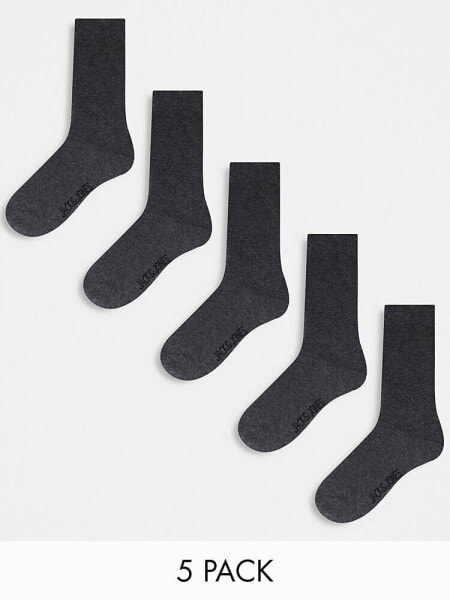 Jack & Jones socks 5 pack in dark grey melange