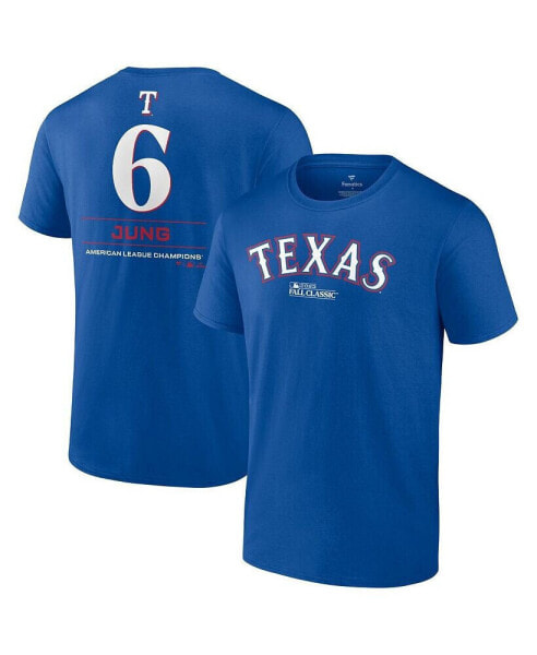 Men's Josh Jung Royal Texas Rangers 2023 American League Champions Player Name and Number T-shirt