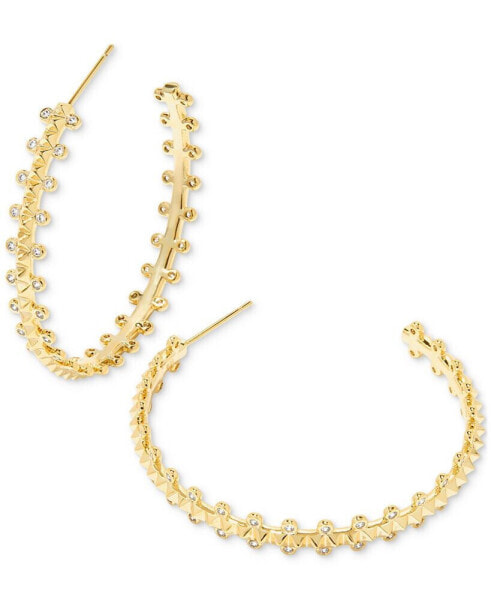 14k Gold-Plated Medium Pavé C-Hoop Earrings, 1.78"