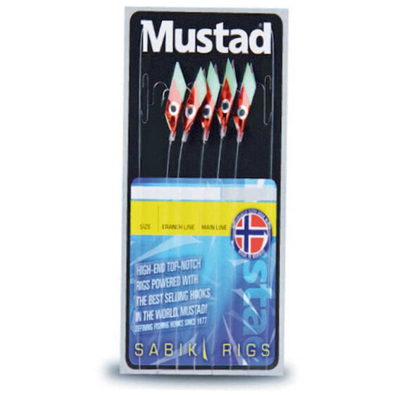 Приманка Mustad Red Piscator Rig 5 крючков Feather Rig