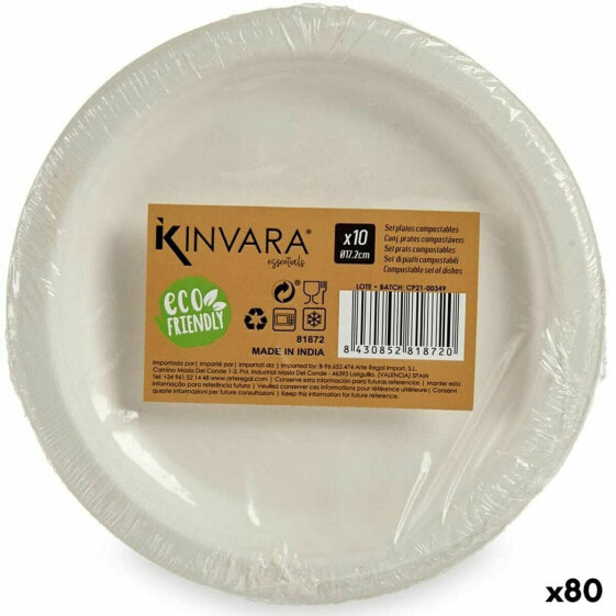 Комплект посуды Компостируемый Белый Сахарный тростник 80 штук Kinvara