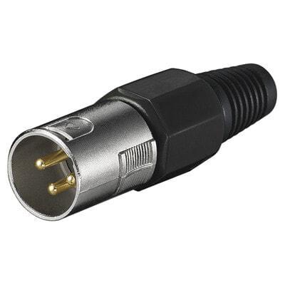 Wentronic Goobay Microphone Plug, 3 Pin, XLR (3-pin), Black, Metallic, Male, Straight, Polyvinyl chloride (PVC), Zinc, Gold