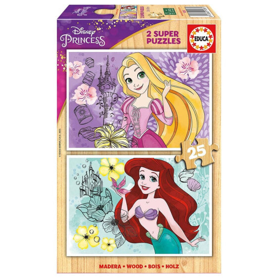 EDUCA BORRAS 2X25 Disney Princess (Rapunzel + Ariel) Puzzle
