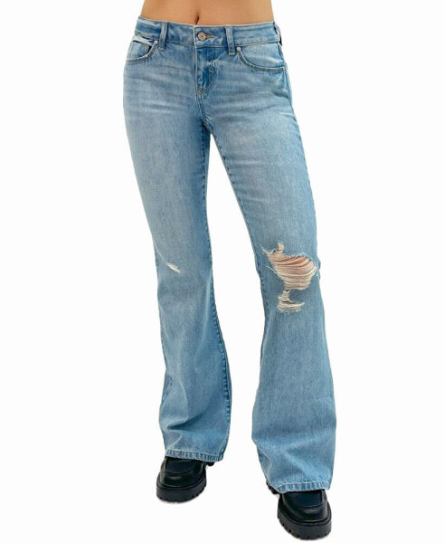 Women's Low-Rise Distressed Flare Jeans