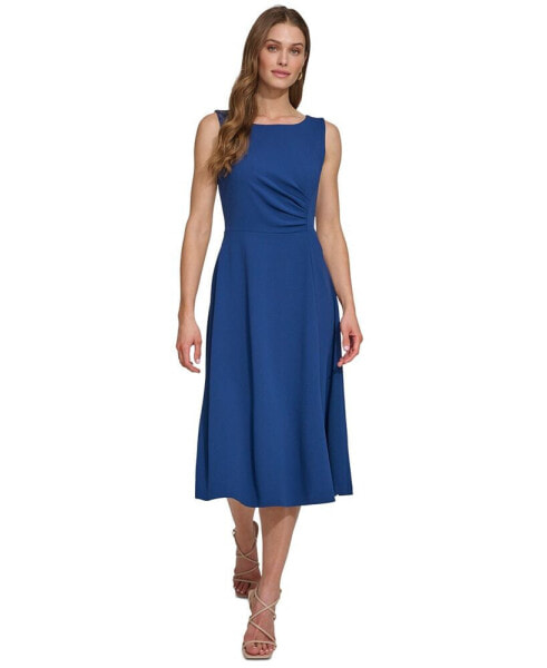 Women's Sleeveless Side-Ruched Midi Dress