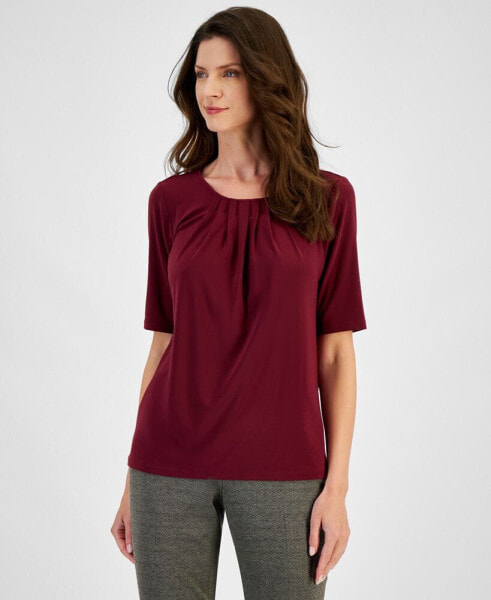 Women's Crewneck Elbow-Length-Sleeve Blouse