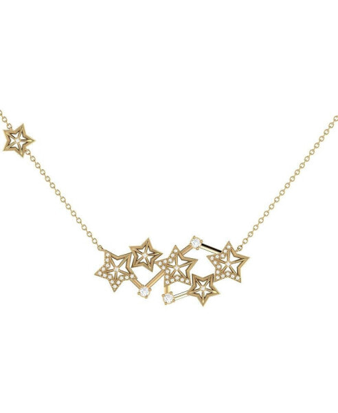 Starburst Constellation Design Sterling Silver Diamond Women Necklace