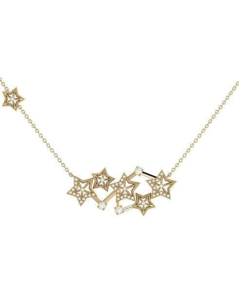 LuvMyJewelry starburst Constellation Design Sterling Silver Diamond Women Necklace