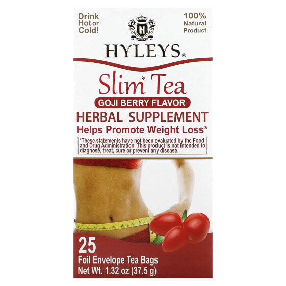 Hyleys Tea, Slim Tea, Ягоды годжи, 25 чайных пакетиков в фольгированных пакетиках, 1,32 унции (37,5 г)