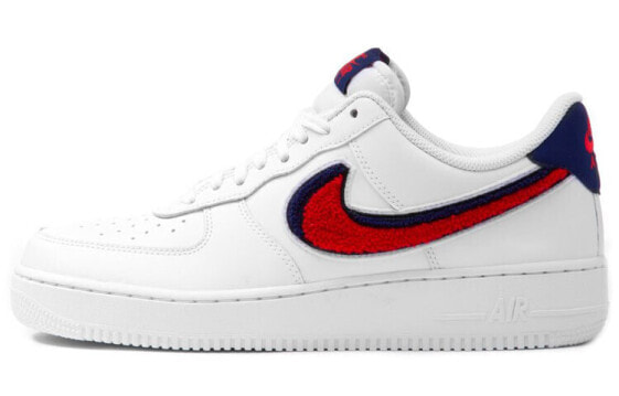Nike Air Force 1 Low 3D Chenille Swoosh White Red Blue 低帮 板鞋 男女同款 毛绒红钩 / Кроссовки Nike Air Force 823511-106