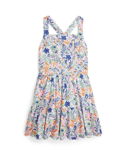 Big Girls Tropical-Print Linen-Cotton Dress