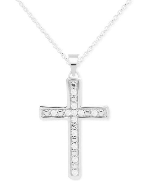 Diamond Cross 18" Pendant Necklace (1/10 ct. t.w.) in Sterling Silver