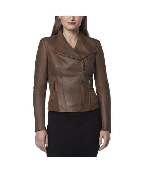 Women's Felix Asymmetrical Moto Jacket With Wing Collar