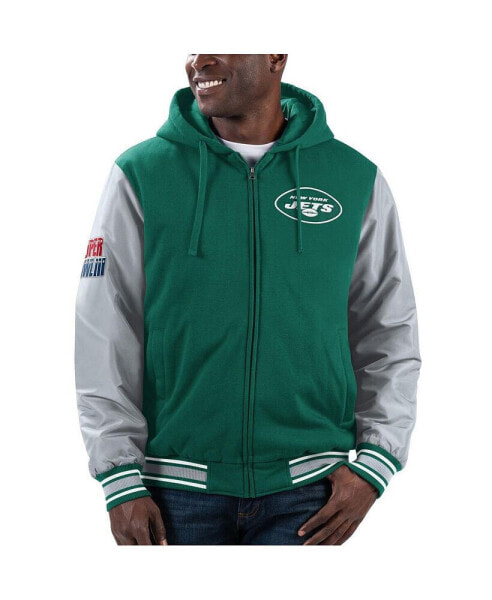 Men's Green, Gray New York Jets Player Option Full-Zip Hoodie Jacket