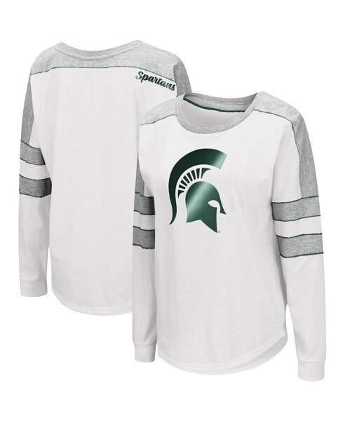 Women's White Michigan State Spartans Trey Dolman Long Sleeve T-shirt